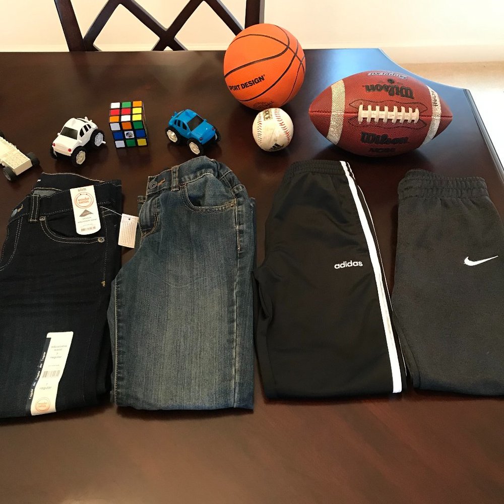 Boys Size 7 Pants Bundle of 4 - Adidas, Nike, Wonder Nation, Children Place